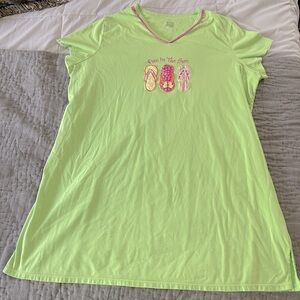 Vintage Secret Treasures V-Neck Long TShirt Coverup Flip-Flop Design summer 2/3X